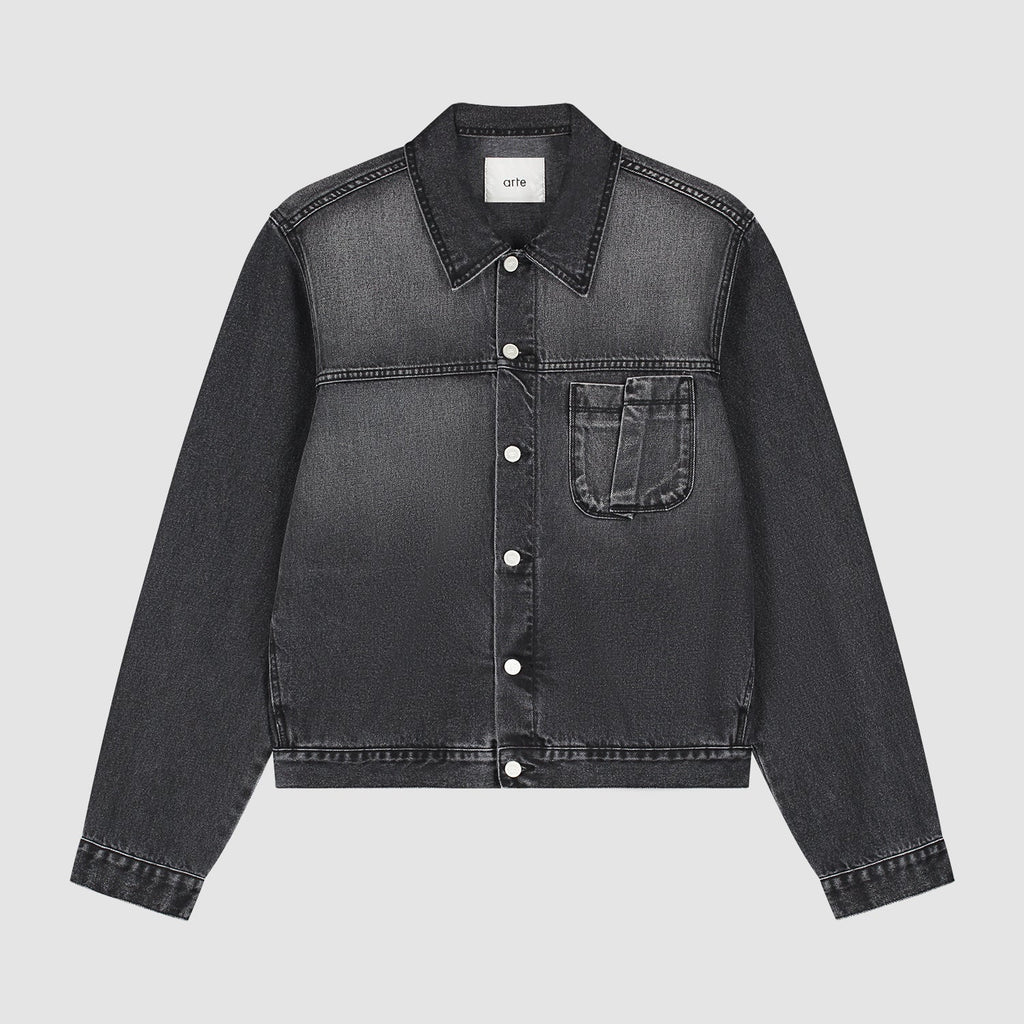 Veste en jean à poches plissées - Noir délavé