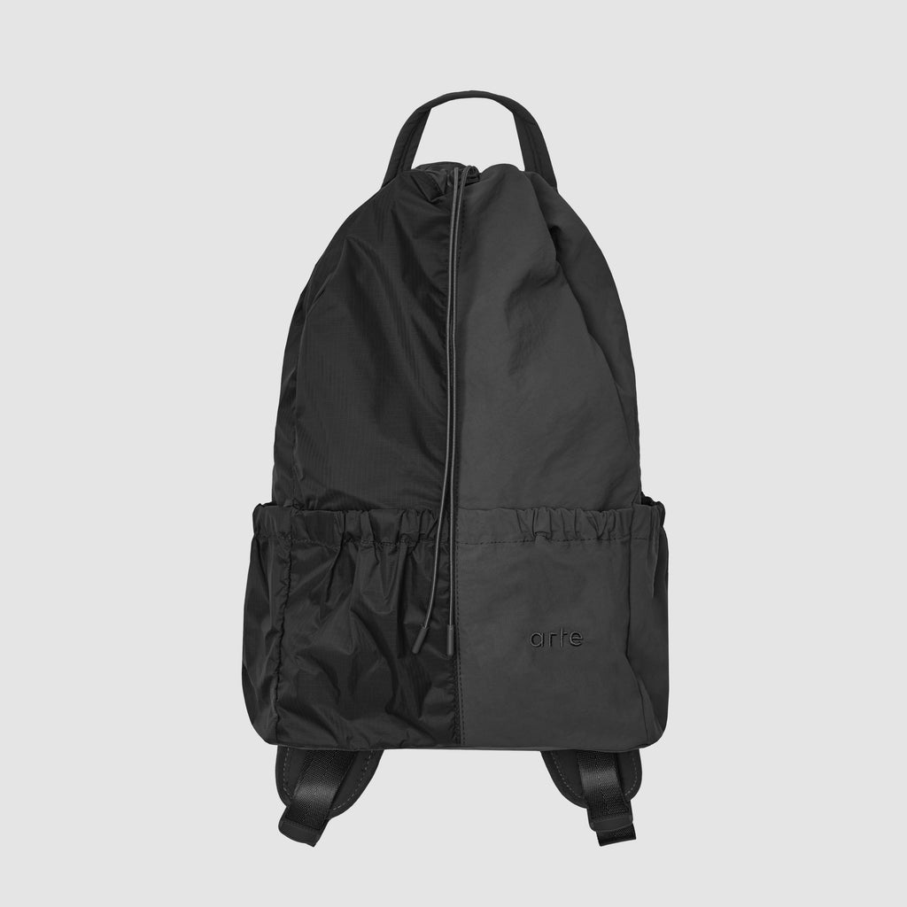 Sac à dos en nylon avec cordon de serrage - Noir
