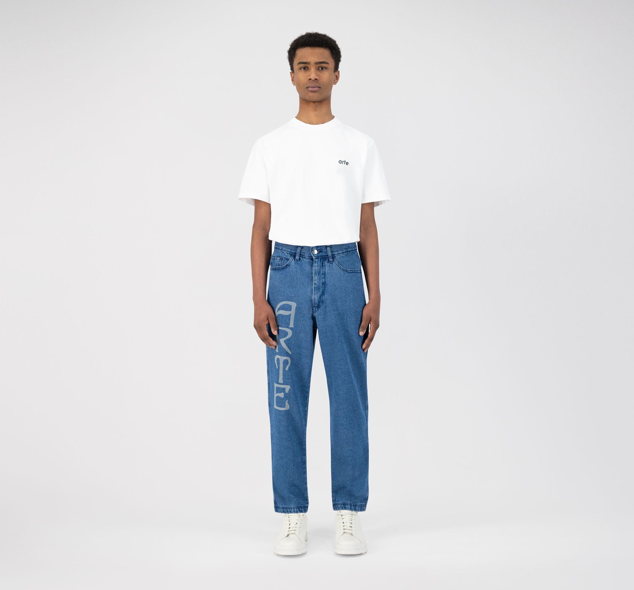 Pantalon Paul avec logo sur le devant - Denim bleu clair