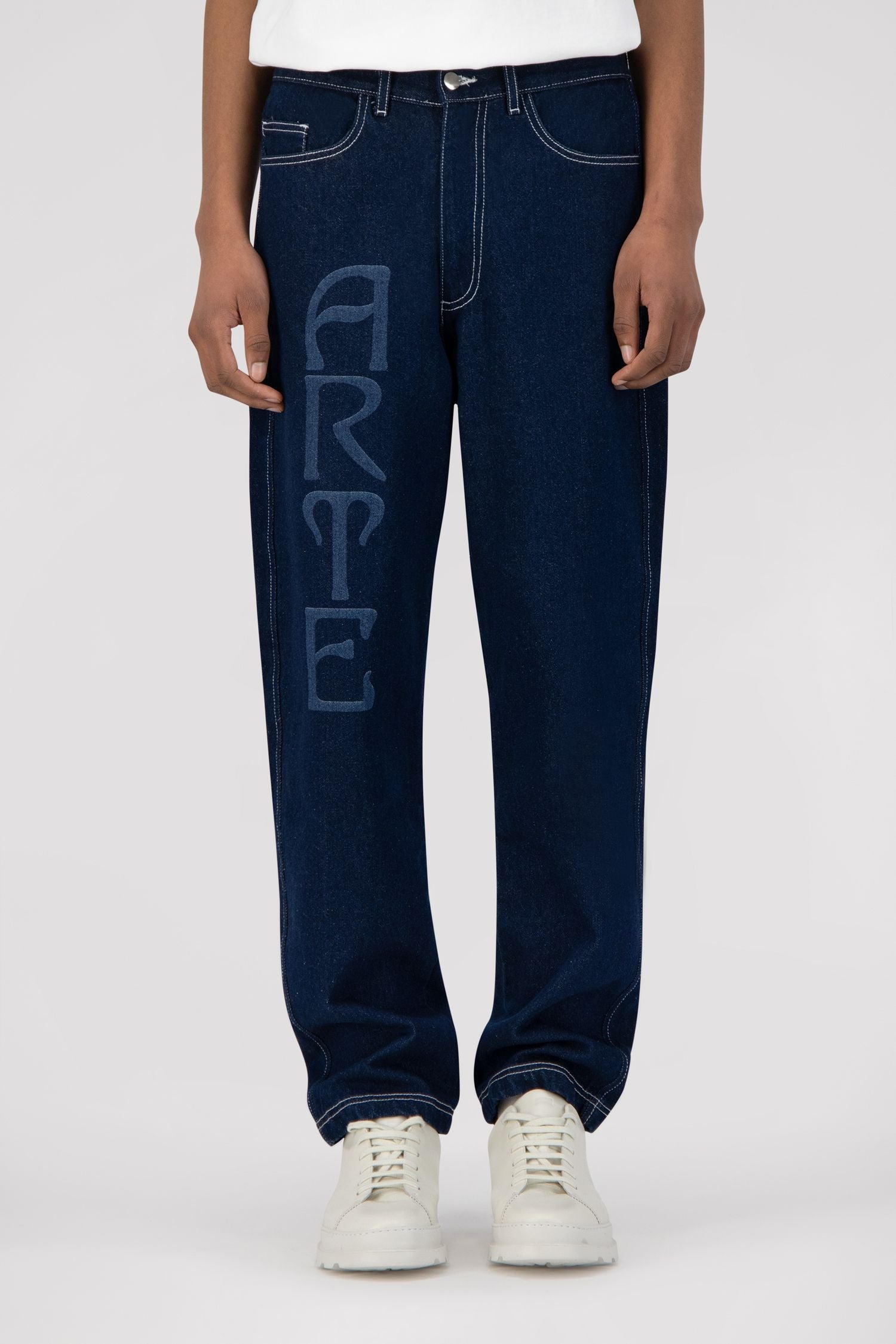Pantalon Paul avec logo sur le devant - Denim bleu