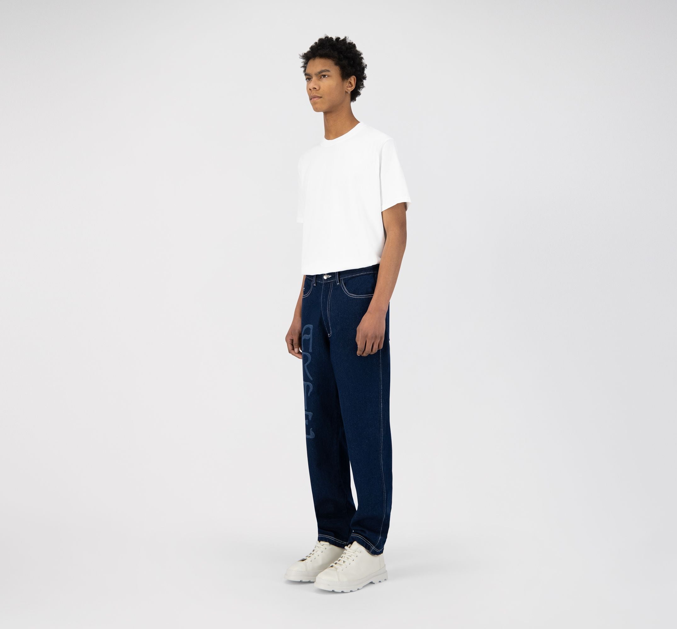 Pantalon Paul avec logo sur le devant - Denim bleu
