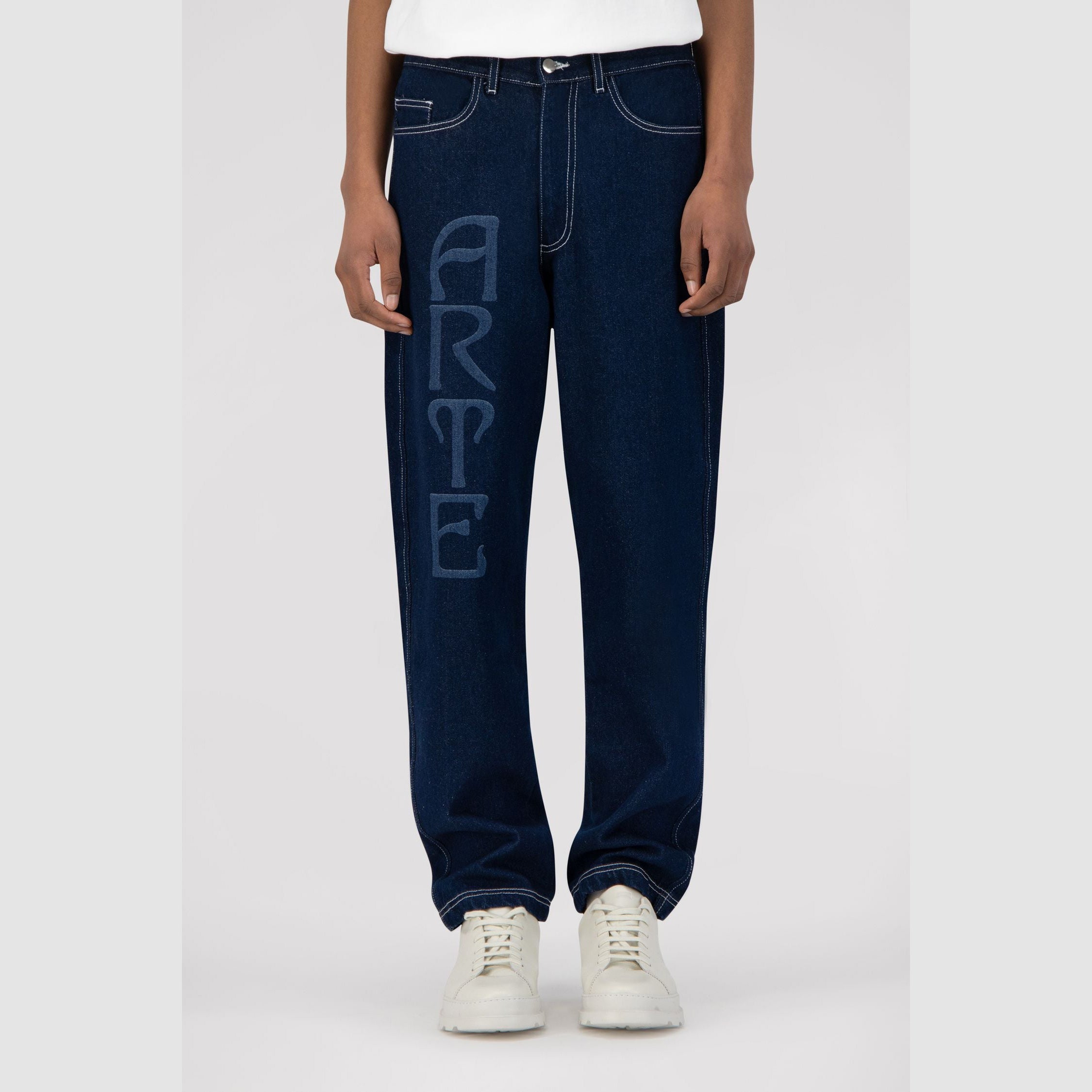 Pantalon Paul avec logo sur le devant - Denim bleu