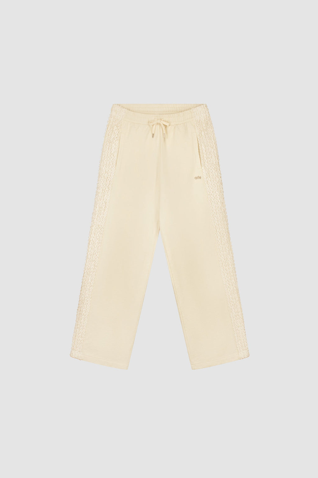 Pantalon à bandes fleuries - Crème